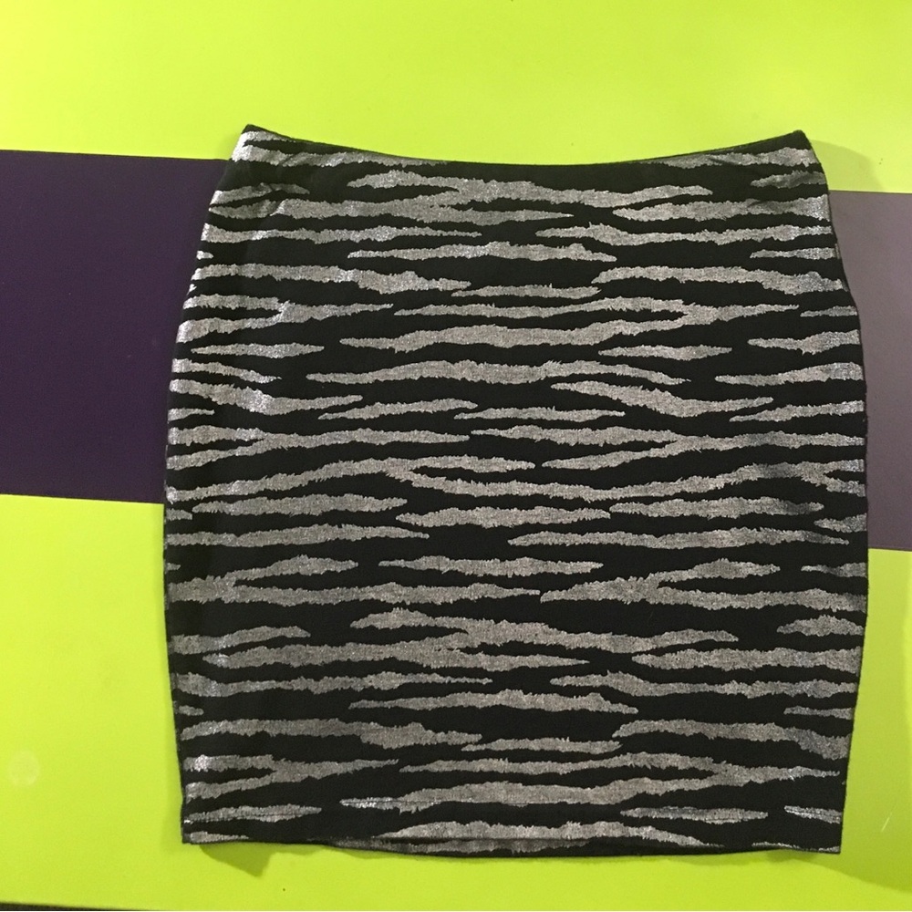 Black and silver zebra striped skirt.